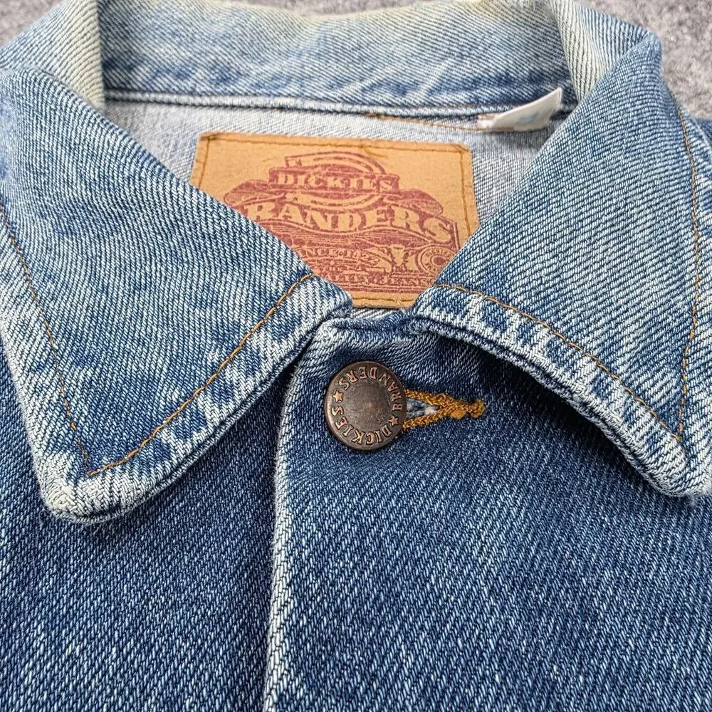 Dickies Branders Denim Jacket Mens XXL Blue Trucker Vintage Distressed Workwear